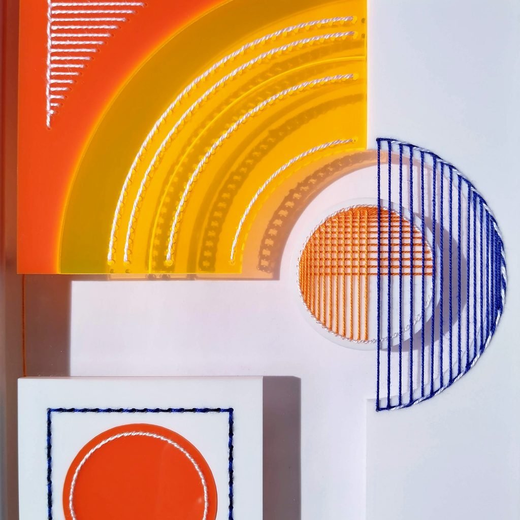 needlework on clear plexiglas by Chiara Barbi